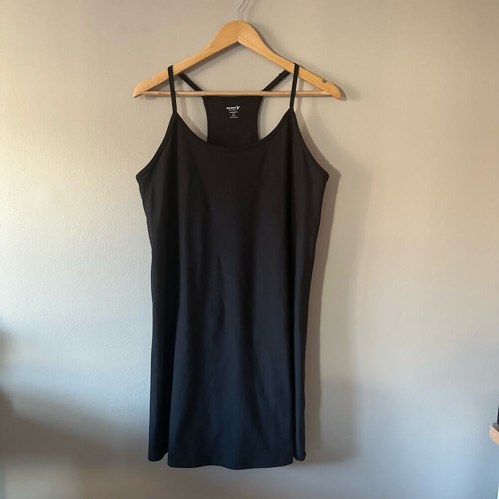Old Navy Black PowerSoft GoDry Spaghetti Strap Racer-Back Mini Dress Size XL - Picture 2 of 6